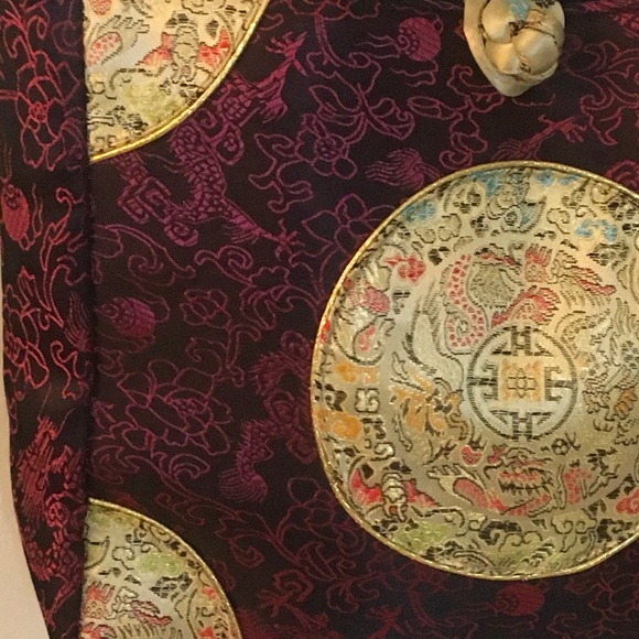 Oriental Asian Flair Unique Evening handbag Bag multi colored satin - Picture 11 of 12